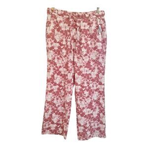 Old Navy NWT Womens High Waisted Tie Dye Linen Blend Wide Leg Pants Size M Pink